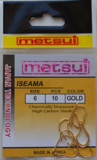Крючки  METSUI  ISEAMA Size 6. GOLD