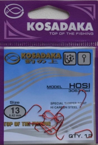 Крючки KOSADAKA HOSI 3063 Red Size 13. 0,42mm.