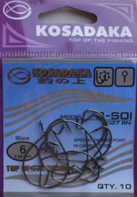Офсетные крючки KOSADAKA B-SOI 3027 BN Size 6. 0,68mm.